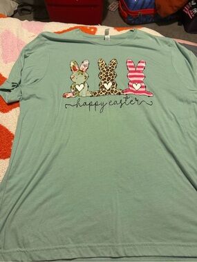 Bella Canvas Mint Green 'Happy Easter' Bunny Graphic Tee